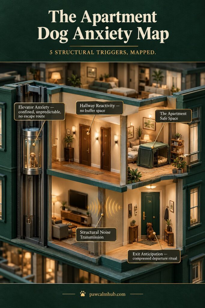 pawcalmhub apartment dog anxiety editorial infographic
